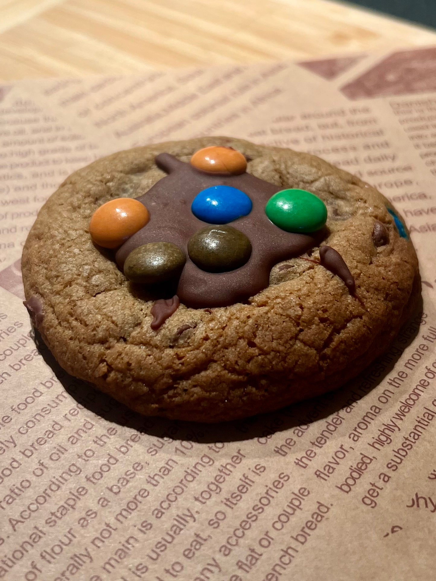 M&M chocolate cookie