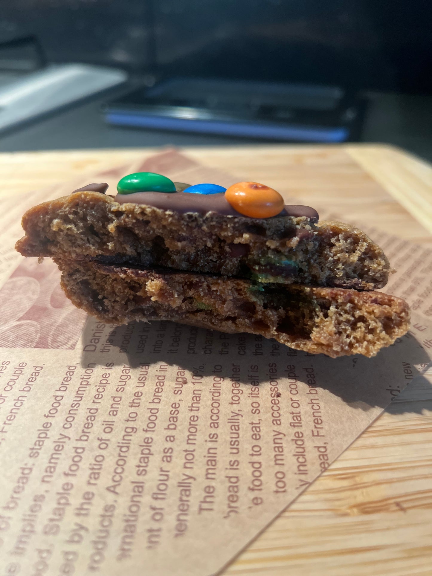 M&M chocolate cookie